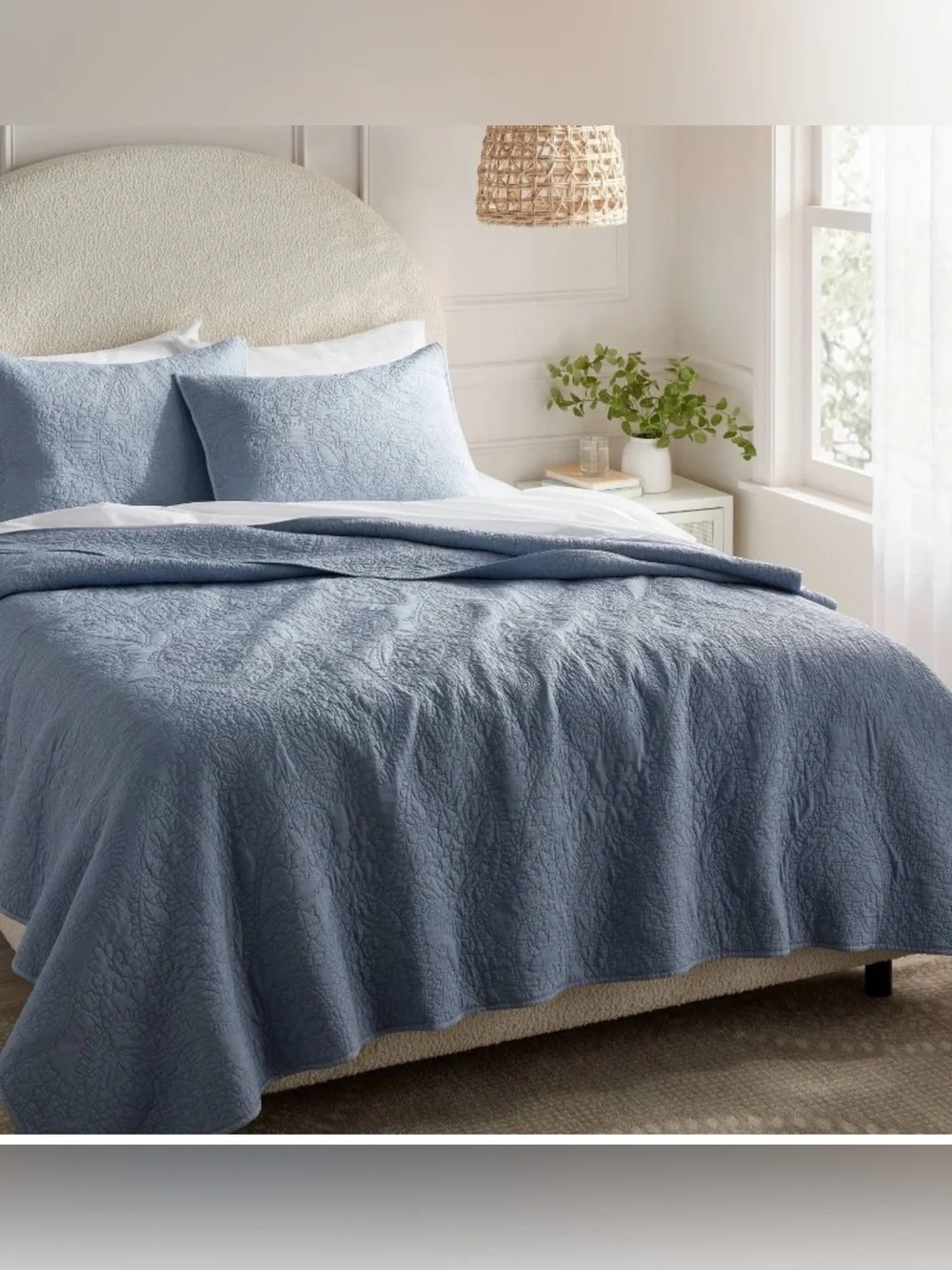 Threshold Quilted Floral Coverlet and Shams in Dusty Blue